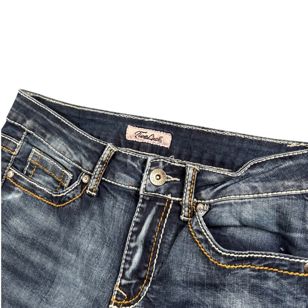 True Luck Jeans Women's 7/8 Bootcut Medium Wash Embroidered Flap Pocket Y2K - Picture 5 of 11